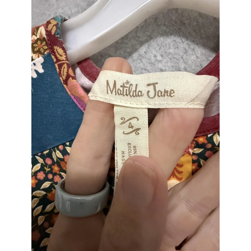 Matilda Jane Dress Girls 6 Red Floral Long‎ Sleeve Knit Knee Length Boho